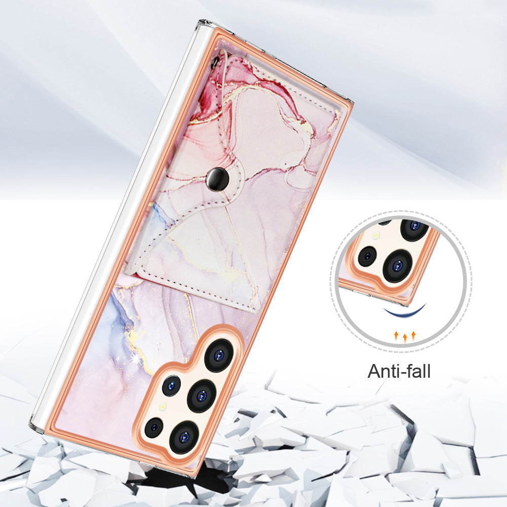 YB Leather Coating Series-9 for Samsung Galaxy S23 Ultra Case Card Slots Leather Coated TPU Kickstand Cover YB Leather Coating Series-9 for Samsung Galaxy S23 Ultra Case Card Slots Leather Coated TPU Kickstand Cover